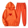 thumbnail image 2 of Itsame Tops and Pants Activewear Set Womens Sweatsuits 2pcs Sets Long Sleeved Printed Casual Set Orange Size 2XL, 2 of 5