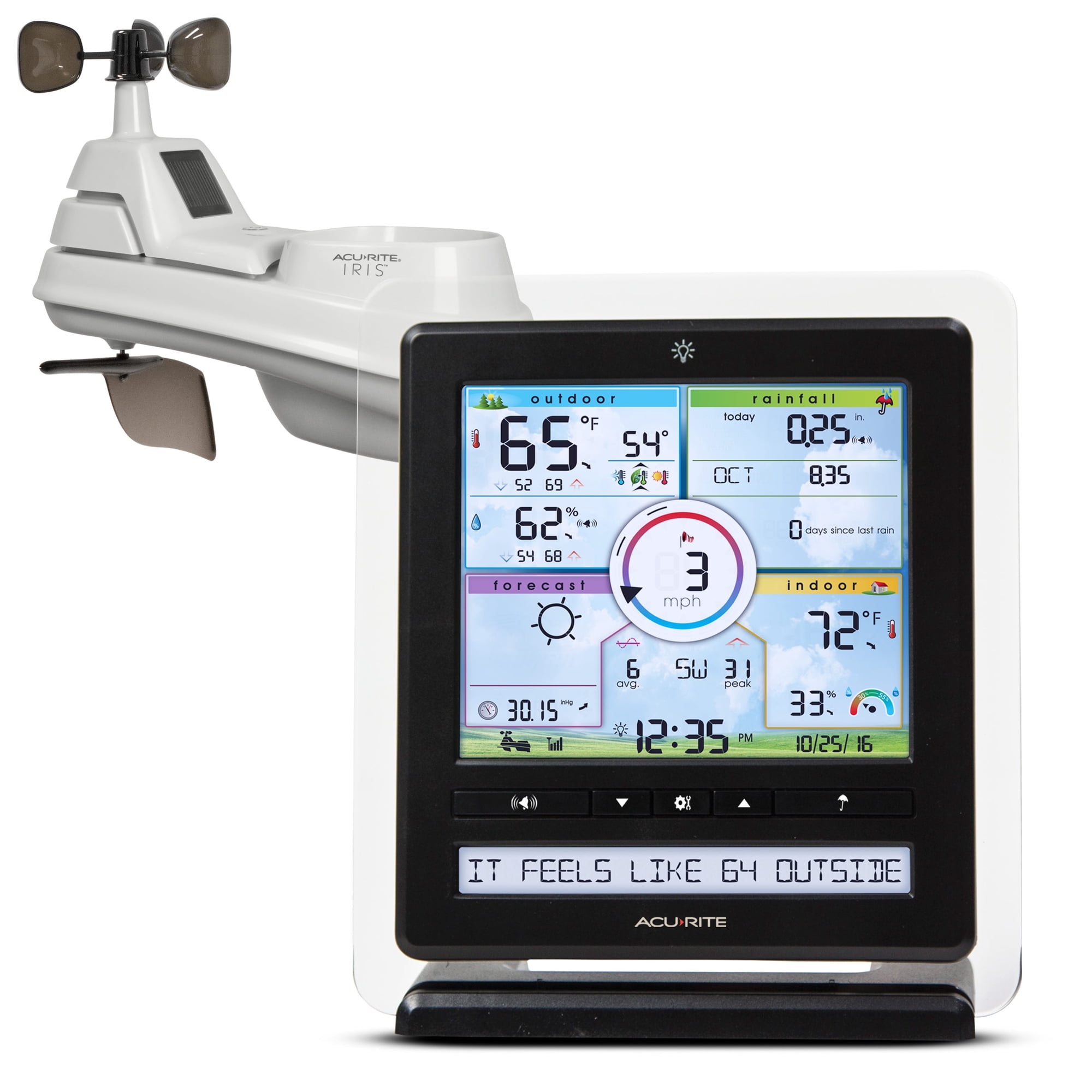 AcuRite Iris (5-in-1) Wireless Indoor/Outdoor Weather Station with Color Display for Hyperlocal Weather Conditions (01536MCBA1)