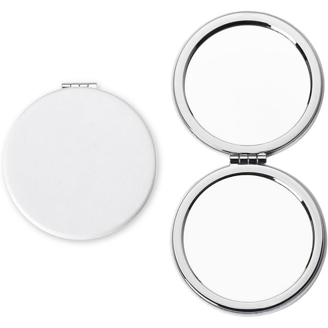 Small Compact Mirror for Purse Pocket Travel Makeup Mirror with Magnification Mirror for Women Girls Double Sided Mirror Leather Small Round Mirror White Portable Magnifying Mirror 2X