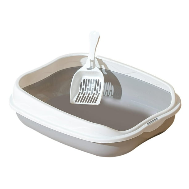 Caja de arena para gatos, bandeja para arena para gatitos, a prueba de salpicaduras, desmontable, de lados altos y abierta Gris S 42x29x14cm