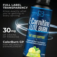 thumbnail image 5 of Siren Labs L-Carnitine Elite Burn Liquid Keto Fat Burner and Metabolism Activator - Fat Loss Support Keto Friendly Weight Loss Increase Energy-Stimulant Free - Lemon Lime 3000mg (32 Servings), 5 of 6