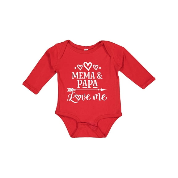 Inktastic Mema and Papa Love Me Boys or Girls Long Sleeve Baby Bodysuit