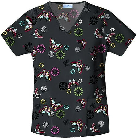 Majestic Butterflies V-Neck Scrub Top