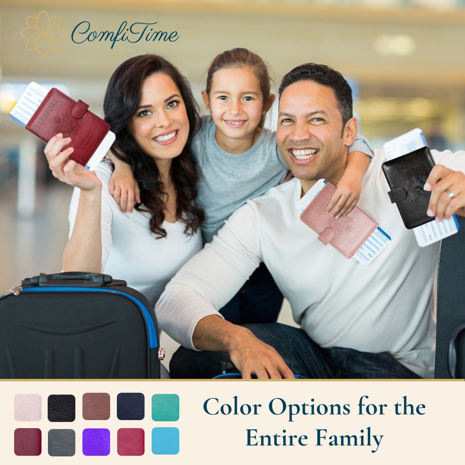 ComfiTime Passport Holder with RFID Blocking, Navy Blue photo 4