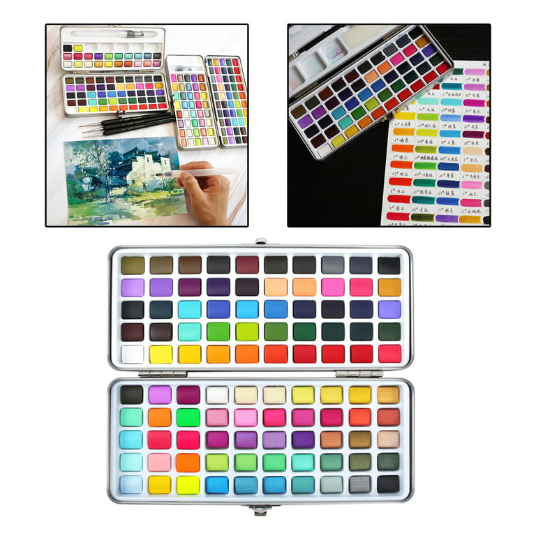 Nicpro 100 Colors Watercolor Paint Set include Metallic Macaron &  Fluorescent, 8 Squirrel Painting Brushes, 25 Water Color Paper, Palette,  Art