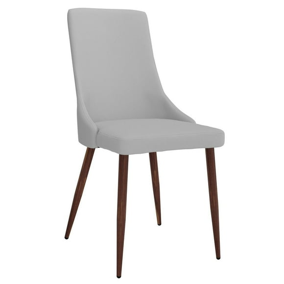 Chaise, Jeu de 2 en Similicuir et Métal - Gris Clair