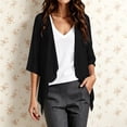 thumbnail image 2 of Hesxuno Short Sleeve Cardigans for Women Lightweight Chiffon Beach Cover Ups Solid Puff Sleeve Cardigan Boho Summer Beach Open Front Tops Black L, 2 of 7
