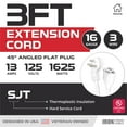 thumbnail image 2 of Iron Forge Cable 3 ft Angled Flat Plug White Extension Cord - 16/3 SJT 3 Prong Indoor Extension Cord 13 Amp, 45¡ Angle Flat Plug, 2 of 6
