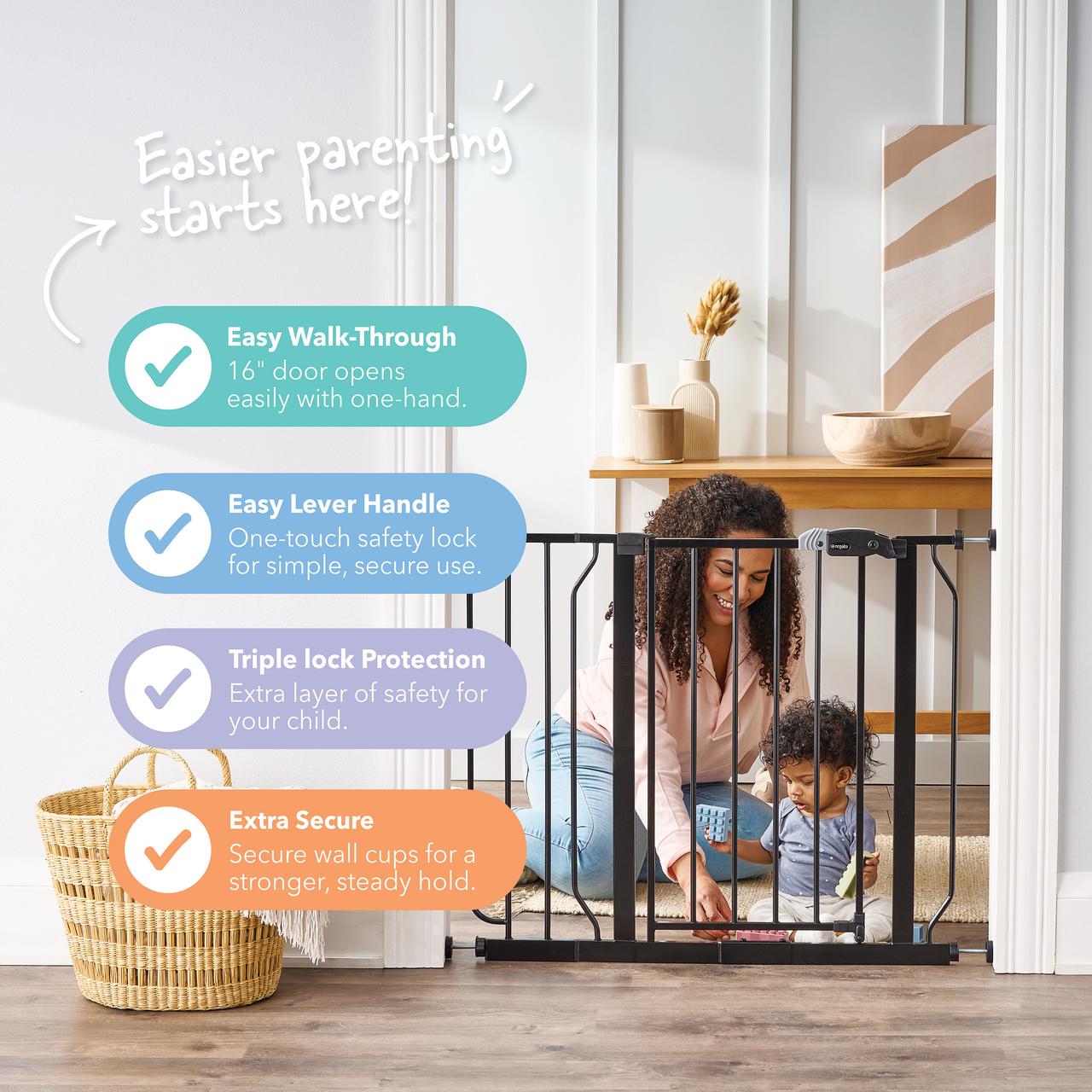Regalo Easy Step Baby Safety Gate, Fits 29-38.5 Inches, Black photo 3
