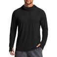 thumbnail image 2 of Mens UPF 50+ Sun Protection Jacket Hooded Long Sleeve Lightweight Quick Dry Fashion Athletic Top with Pockets and Thumb Hole Black XL, 2 of 8