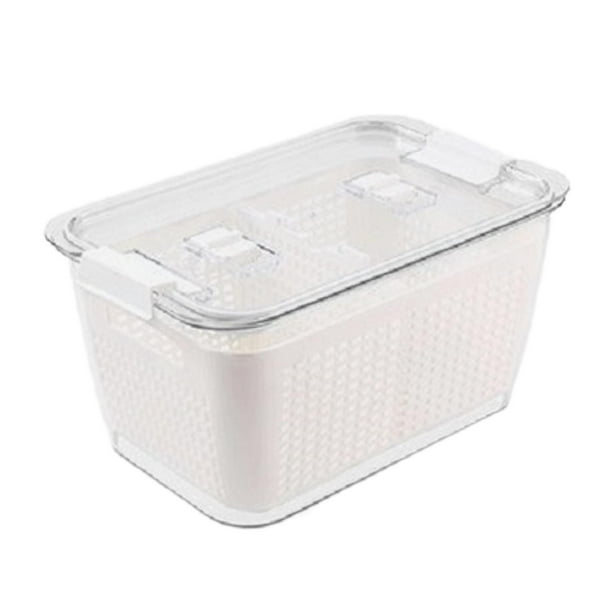 Caja para el frigorífico organizador para frigorífico, escurridor multiusos de 2 rejillas para cocina, despensa, organizador de cocina con tapa para