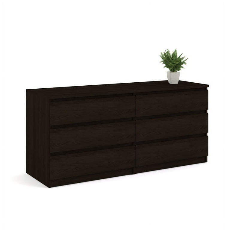 Pemberly Row Modern 6 Drawer Double Bedroom Dresser in Coffee