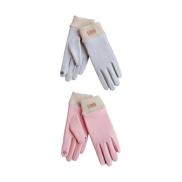 2 pares de guantes suaves para adultos, mujeres, mujeres, pantallas táctiles, guantes de otoño para de , para deportes, moto, , ciclismo rosa gris Sunnimix Guantes de invierno para mujer