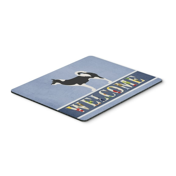 Greenland Dog Welcome Mouse Pad Hot Pad or Trivet Blue