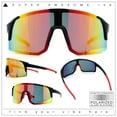 thumbnail image 2 of Color Mirror Polarized Wrap Sport Oversized Shield Rimless Plastic Sunglasses Black Red - Orange Mirror, 2 of 8