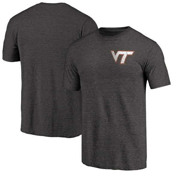 Men's Black Heather Virginia Tech Hokies Left Chest Distressed Logo Tri-Blend T-Shirt