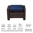 thumbnail image 2 of CHITA Outdoor Chestnut Half Rround Wicker Ottoman with Cushion, Blue, 2 of 7
