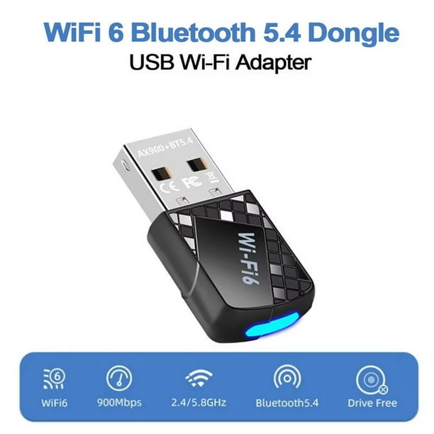 Adaptador AX900 USB WiFi 6 Bluetooth 5.4 2 en 1 Dongle Receptor Inalámbrico de Red de Banda Dual 2.4G 5GHz Controlador Gratuito
