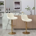 thumbnail image 3 of Aukfa Bar Stools Adjustable Swivel Barstool Upholstered Armless Chairs Set of 2 Kithcen Counter Stool,Ivory, 3 of 8