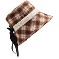 thumbnail image 5 of CoCopeaunts Vintage Plaid Women's Bucket Hat Shade Basin Hat Fashion Casual Folding Lady Winter Fisherman Hat with Black Bowknot, 5 of 8
