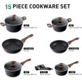 thumbnail image 2 of Pots and Pans Set Non Stick, 15 Pcs Non Toxic Hammered Cookware Set, Black Granite Induction Kitchen Cooking Sets, 2 of 7