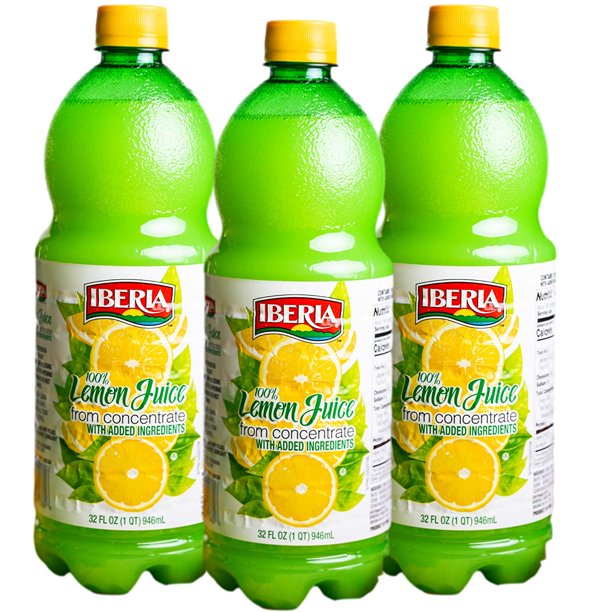 Iberia 100 Real Lemon Juice, 32 Ounce (Pack of 3)