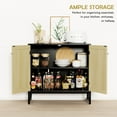 thumbnail image 3 of HQZX New Mid-Century Sideboard with 2 Rattan Arched Door ,Accent Storage Cabinet,Black, 3 of 7