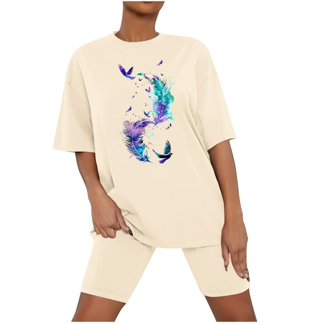 Birdeem Ensembles de Pyjama pour Femmes 2 Pcs Haut à Manches Courtes en Laitue et Shorts Ensemble de Pyjama 2 Pcs