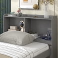 thumbnail image 6 of Twin Size Bed Frame with Twin Trundle and Drawers, Twin Platform Bed with Strong Wooden Slats Support, Grey, 6 of 12