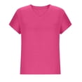 thumbnail image 4 of Nugftut Womens Puls Size Tops Short Sleeve V Neck T-Shirts Solid Color Casual Shirts, 4 of 5