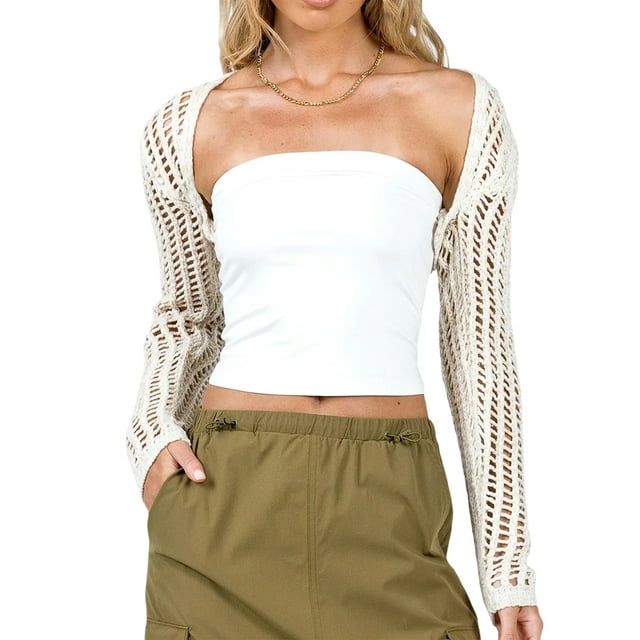 xiaxaixu Cardigan Court à Manches Longues pour Femmes, Décontracté, Tricoté, Ouvert, pour Robe, Mode Urbaine