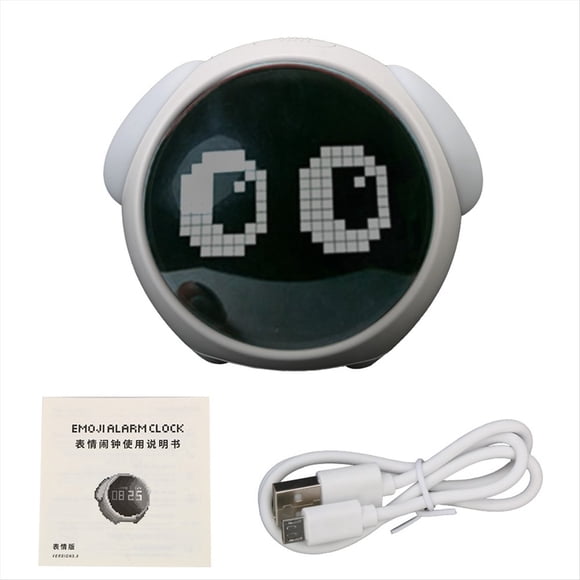 Para el Hogar Luz LED Digital Luz Controlada por Voz Reloj Despertador Infantil Multifuncional Reloj Despertador de ExpresióN (A)