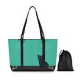 thumbnail image 7 of FORMRS Canvas Laptop Tote Bag for Women with 15.6" Computer Compartments Shoulder Handbag, Green Cat, 7 of 7