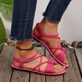 thumbnail image 5 of Yyuenw Women Flock Flat Sandals Crisscross Straps Open Toe Ankle Strap Summer Casual Walking Shoes, 5 of 9