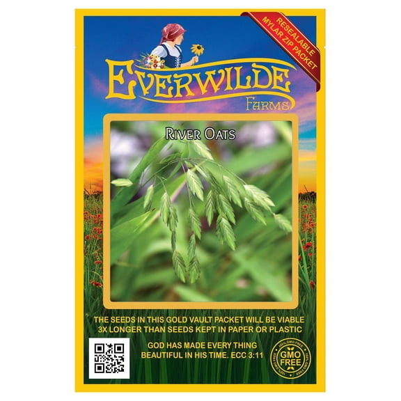 Everwilde Farms - 200 River Oats Native Grass Seeds - Gold Vault Jumbo Bulk Seed Packet