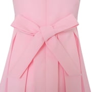 Sunny Fashion Girls Dresses Pink and White Color Block A-Line Party Dress with Bow Tie Size 4-14