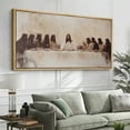thumbnail image 2 of Large Framed Canvas Print The Last Supper Wall Art Decorative Ready to Hang Painting for Living room Bedroom - 60"x30" Natural Frame, 2 of 7