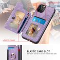 thumbnail image 5 of 12 Pro Max Phone Case,Card Holder Wallet Stand for iPhone 12 Pro Max Case,Ring Holder,RFID-Blocking,Wrist Strap,Camera Protector,Leather Shockproof Protective  Flip Cover Cases (Purple), 5 of 14