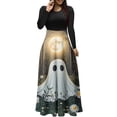 thumbnail image 2 of LEKWK Halloween Dresses for Women Graphic Print Long Sleeve Maxi Dress Crewneck Vintage Funny Holiday Party Cosplay Medieval Dress, 2 of 6