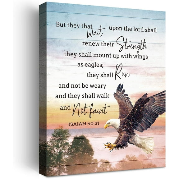 Inspirational Christian Wall Decor,But They that Wait Upon the Lord Shall Renew Their Strength Bible Verses Canvas Poster Print Wall Art,Scripture Home Office Bedroom Decoration W613