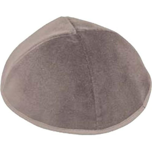 4 Part Grey Yarmulke with Rim, Size 4