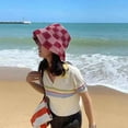thumbnail image 4 of CoCopeaunts Beach Bucket Hat for Women Checkerboard Lattice Fisherman Hat Autumn Winter Wild Wear Hand-Woven Hollow Knitted Hat, 4 of 8