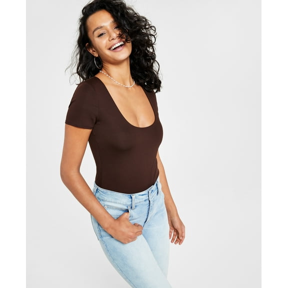 Women's Scoop-Neck Compression Bodycon Bodysuit Rare Wood 2XL