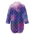 thumbnail image 5 of Xoenoiee Galaxy Mermaid Scales Print Women Mini Summer Dress Cover Up Oversize Shirt Long Sleeve Button Down Beach Dresses Cover Up Top with Chest Pocket, M, 5 of 7