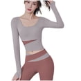 thumbnail image 5 of Wlynlyn Workout Crop Tops for Women Long Sleeve Athletic Shirts Cut out Front Gym Running Yoga Tights Top, 5 of 5