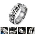 thumbnail image 3 of 1Pc Unisex Fashion Titanium Steel Ring Rotatable Ring Roman Numerals Ring, 3 of 9