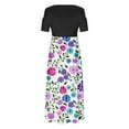 thumbnail image 4 of SMihono Robe Maxi Bohème d'Été pour Femmes Grande Taille Mode Décontractée Manches Courtes Épaules Dénudées Imprimé Col Rond Robe de Plage, 4 of 4