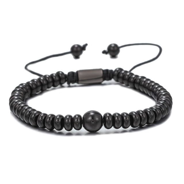 Pulsera de cuentas negras, pulsera de cuentas para hombre, pulsera de piedras negras ajustables, pulsera de piedras, materiales ecológicos Jadeshay A