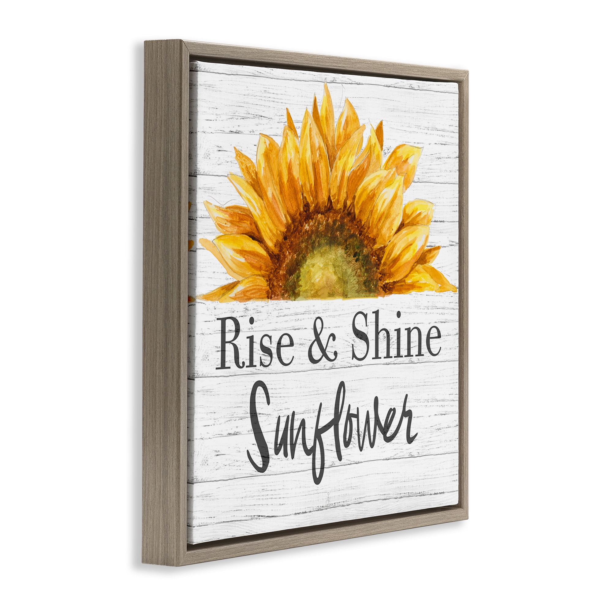 Stupell Industries Rise and Shine Sunflower Botanical & Floral Painting Brown Floater Framed Canvas Art Print Wall Art, 18 x 18