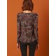 thumbnail image 5 of INSPIRE CHIC Blusa Top De Puntos Retro Colorido Manga De Soplo Cuello Redondo Para Mujer Azul Marino M, 5 of 6